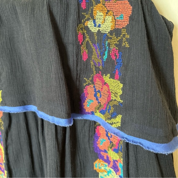 NWOT Free People Cotton Embroidered Strap Dress, Navy Blue/Multi - Picture 5 of 9